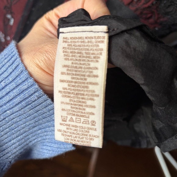 NWOT Free People Tough Love Goth Fit & Flare Dress in Black and Burgundy - Picture 13 of 14